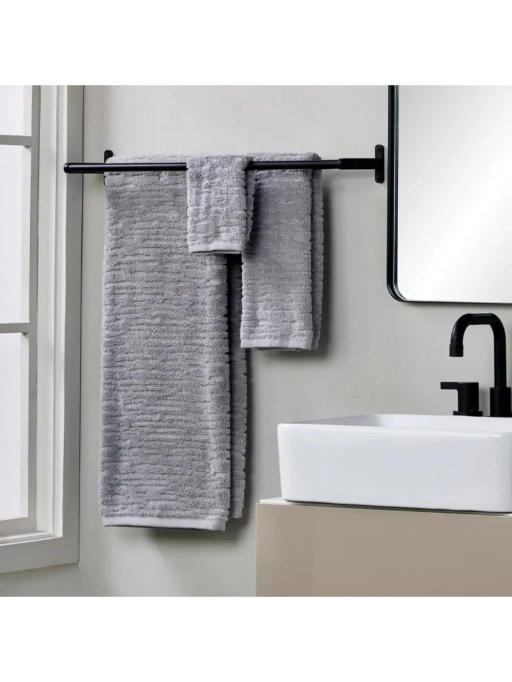 Luxury Cotton Hand Towels Set of 2 for Bath, Kitchen & Bar - Soft Gray Gift